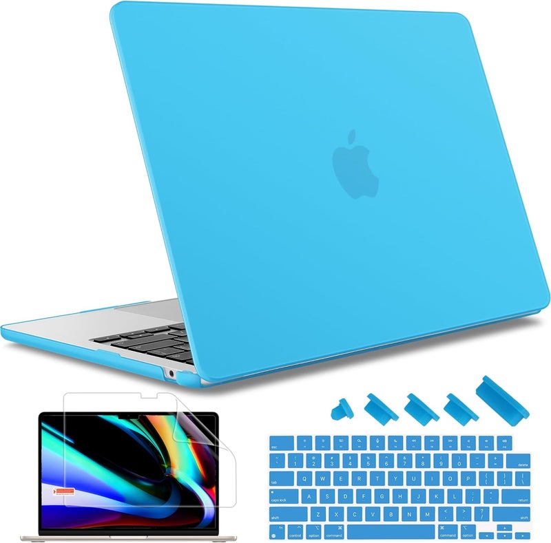 May Chen غطاء لجهاز MacBook Air 13.6 بوصة 2025 2024 2023 2022 إصدار A3240 M4 A3113 M3 A2681، غطاء صلب بلاستيكي لجهاز MacBook Air 13.6" مع شاشة Retina يناسب Touch ID، أزرق غير لامع - Image 1